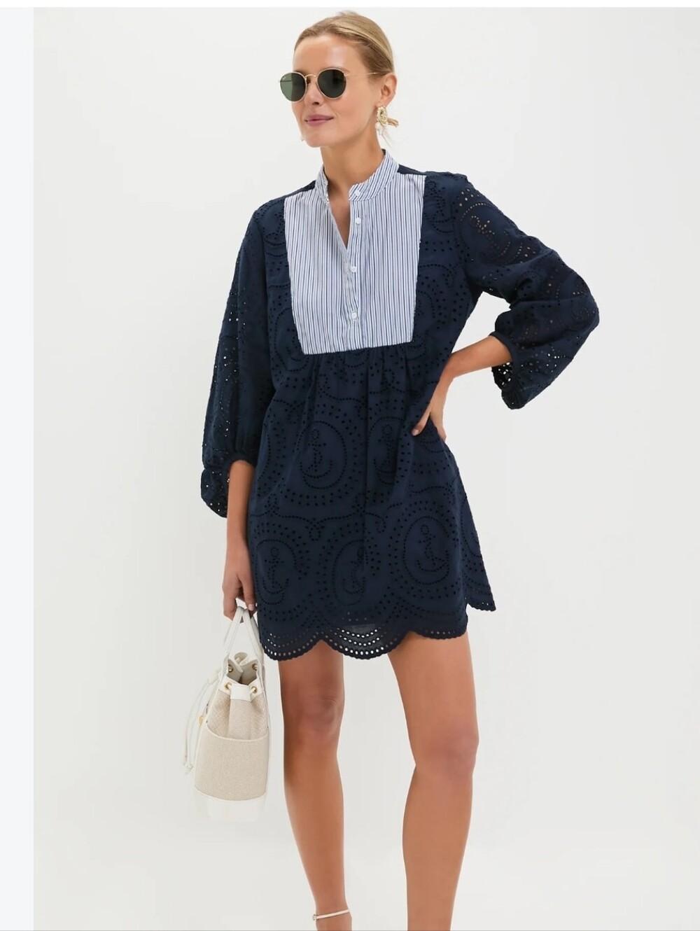TUCKERNUCK Navy Nautical Eyelet Mini Calliope Dress